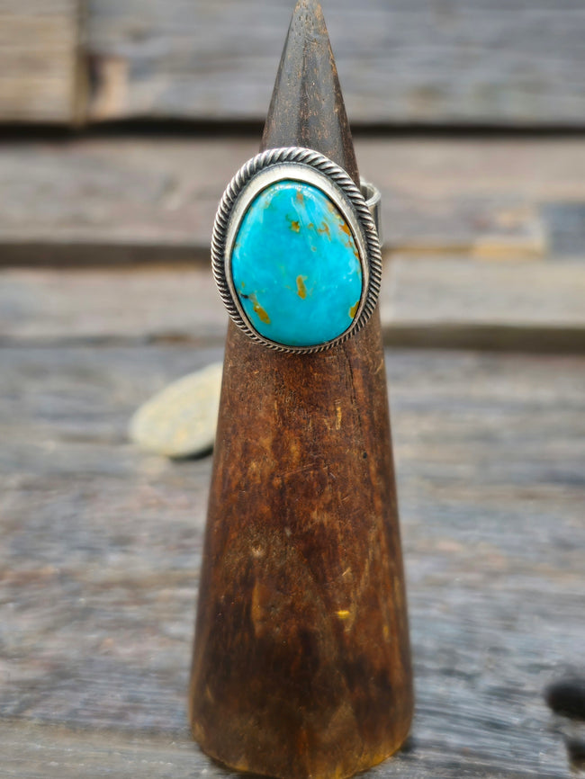 Leon Martinez Turquoise and Sterling Adjustable Ring
