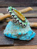 Large Green Turquoise Cluster Ring by Blaine Yellowstone - Size 9