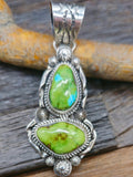 Sonoran Gold Turquoise 2 Stone Sterling Silver Pendant by Rosella Paxton