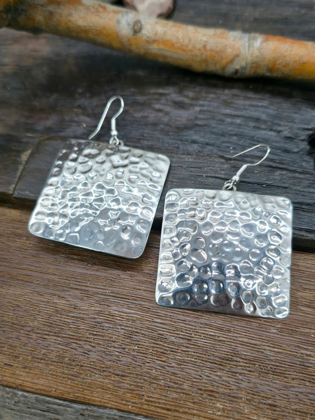 Hammered Sterling Silver Earrings by Shamenika Nelson