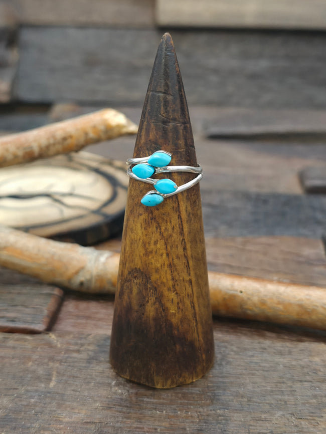Sterling Silver Turquoise Wrap Ring by Charlotte Natewa - Adjustable