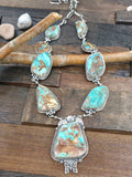 Sterling Silver Pilot Mountain Turquoise Lariat Necklace by Brenda Jimenez - 32 in.
