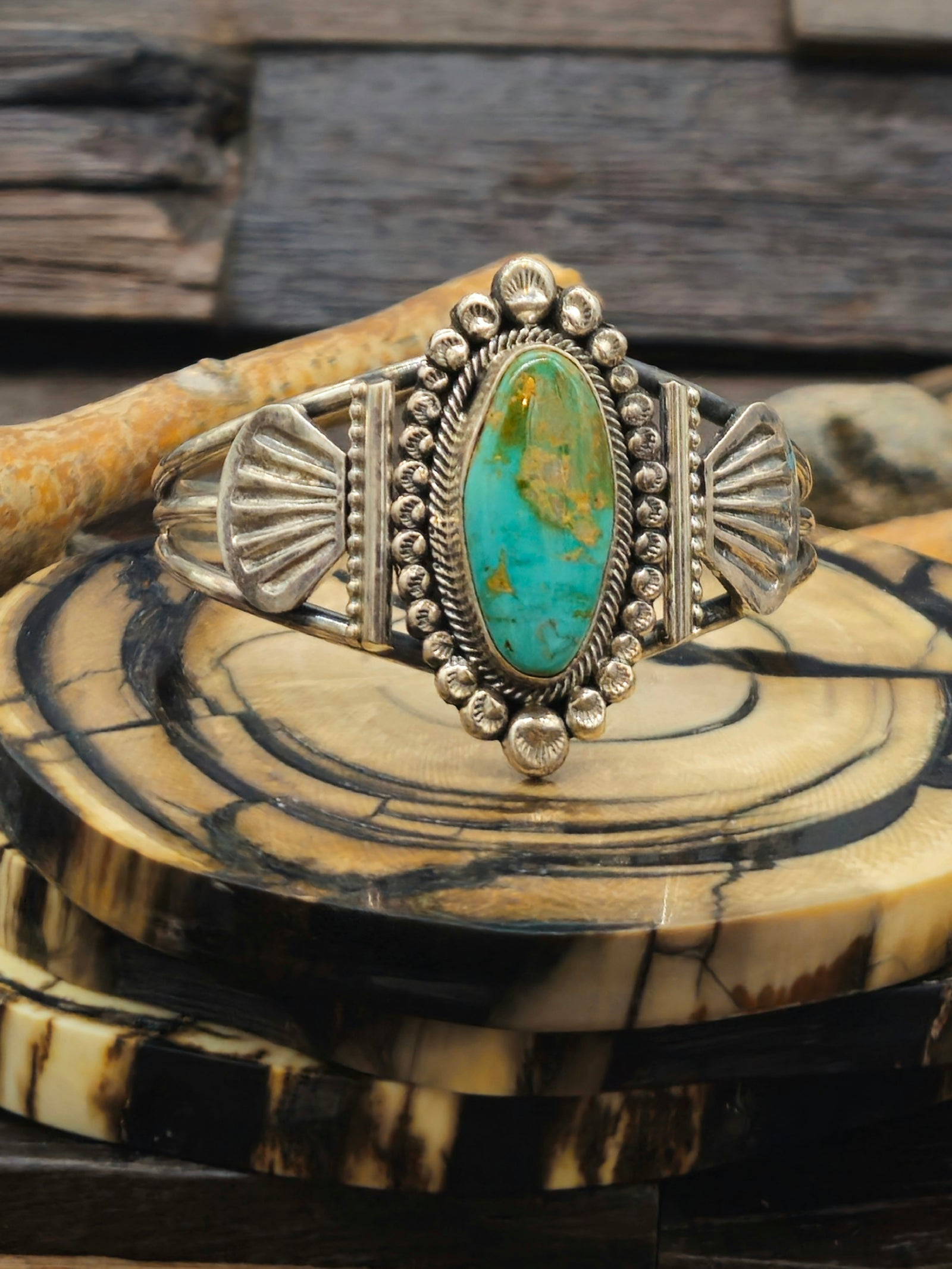 Royston Turquoise Sterling Silver Cuff by Leon Martinez - 6 1/2 in.