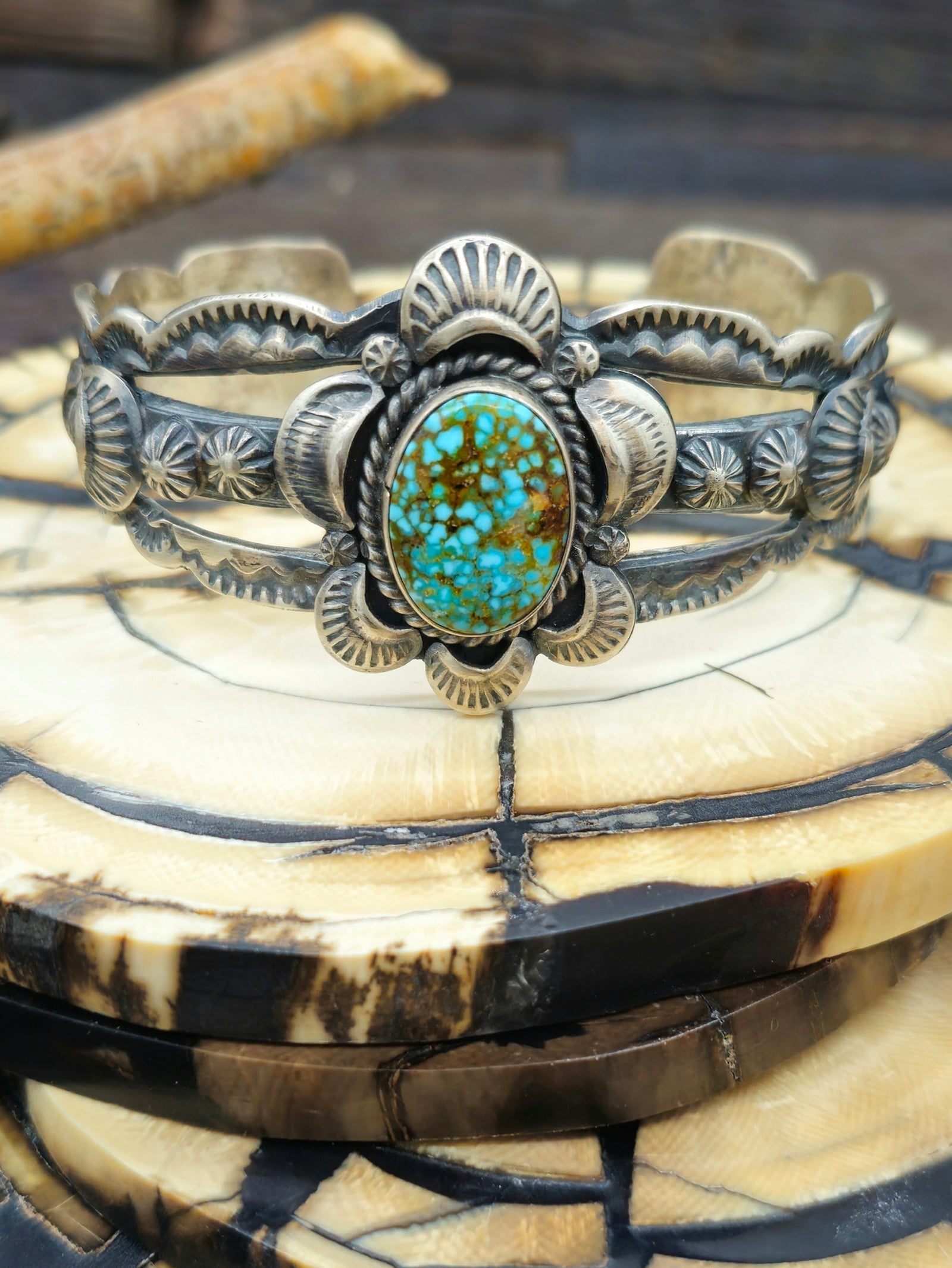#8 Turquoise Bracelet by Gilbert Tom 6 1/2 in