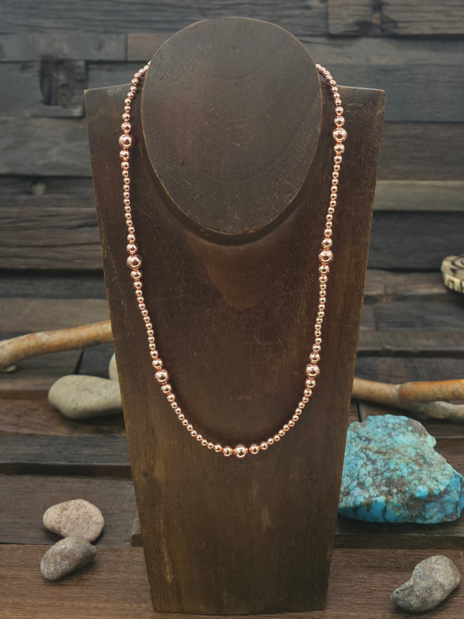 High Shine Copper Bead Necklace - Non-Native Made - 18 in.