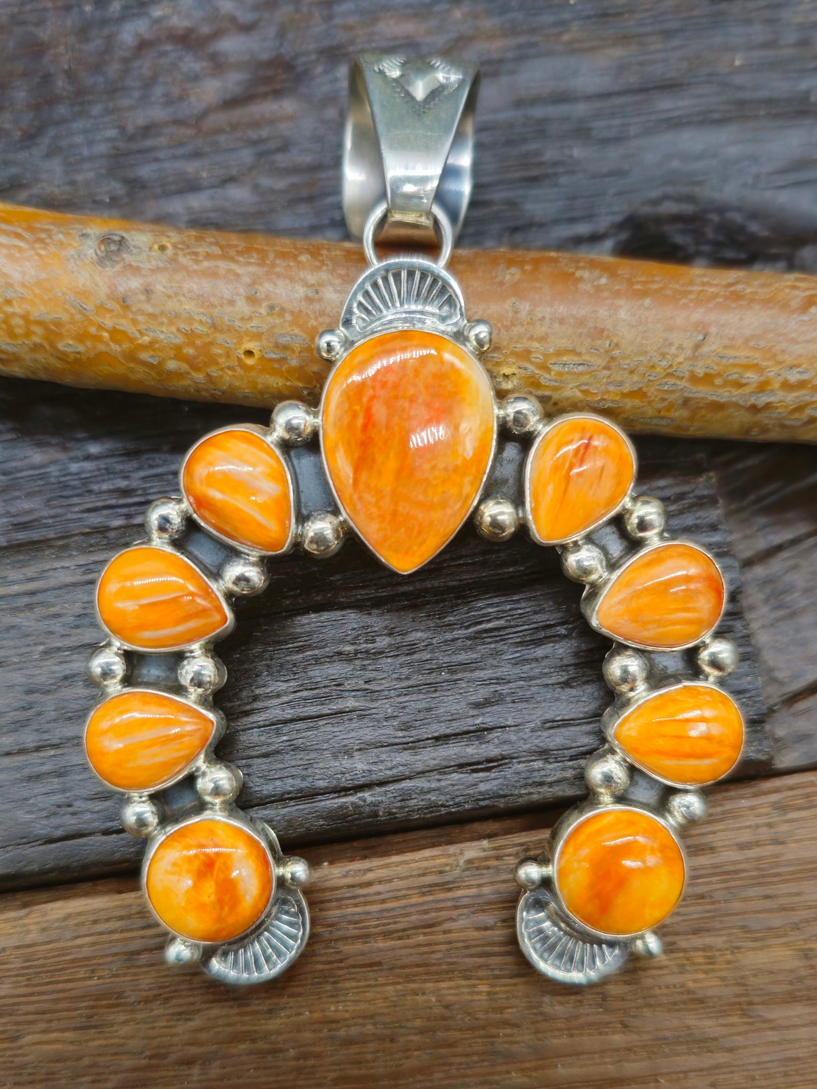 Orange Spiny Oyster Naja Pendant by C. Charley