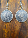 Single Mercury Dime Dangle Earrings