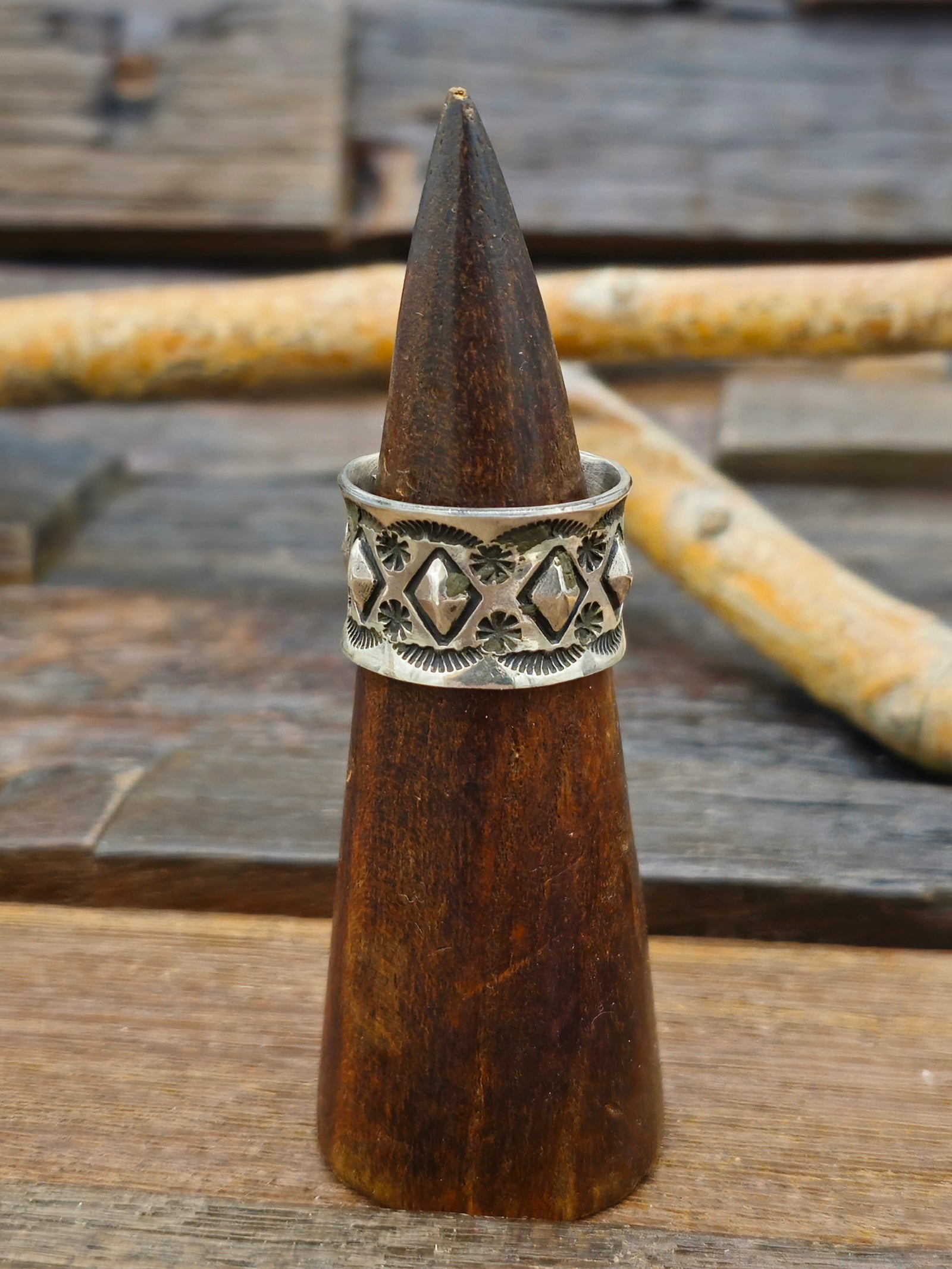 Stamped Sterling Silver Cigar Band Ring by Sunshine Reeves - Size 11