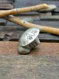 Adjustable Stamped Sterling Silver Ring by Leander Tahe
