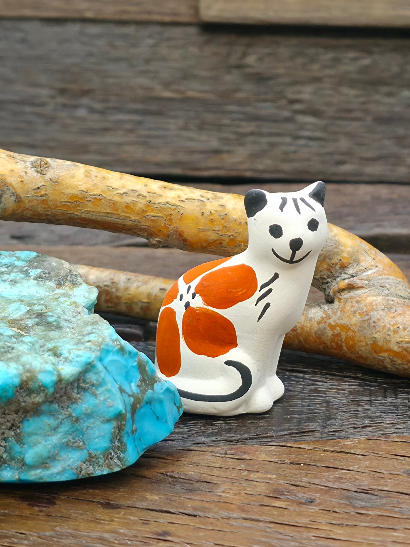 Mini Acoma Cat - Standing with Flower