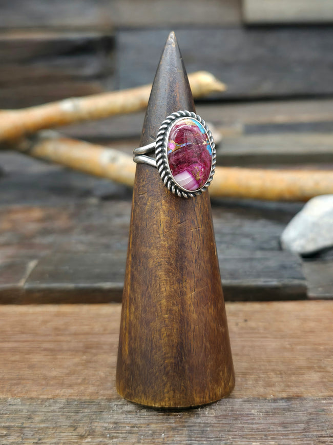 Sterling Silver and Purple Mojave Ring by Priscilla Smith - Adjustable