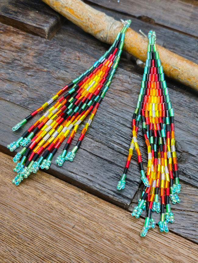 Beaded Fringe Earrings by Krystal Panteah 6 in.