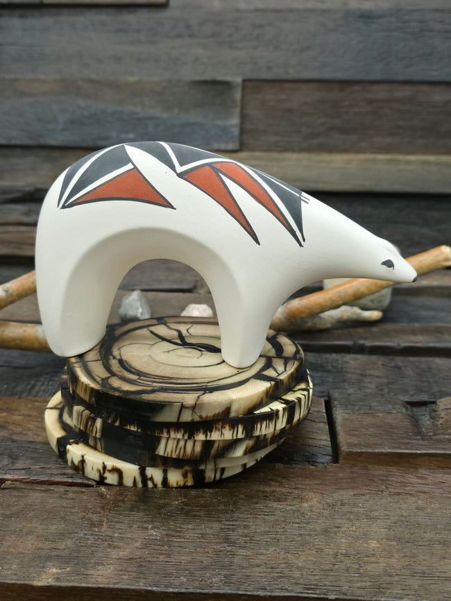 Hand Painted Acoma Ceramic Bear by Kuutimaitsa - 6 1/2 in. by 4 in. by 2 in.