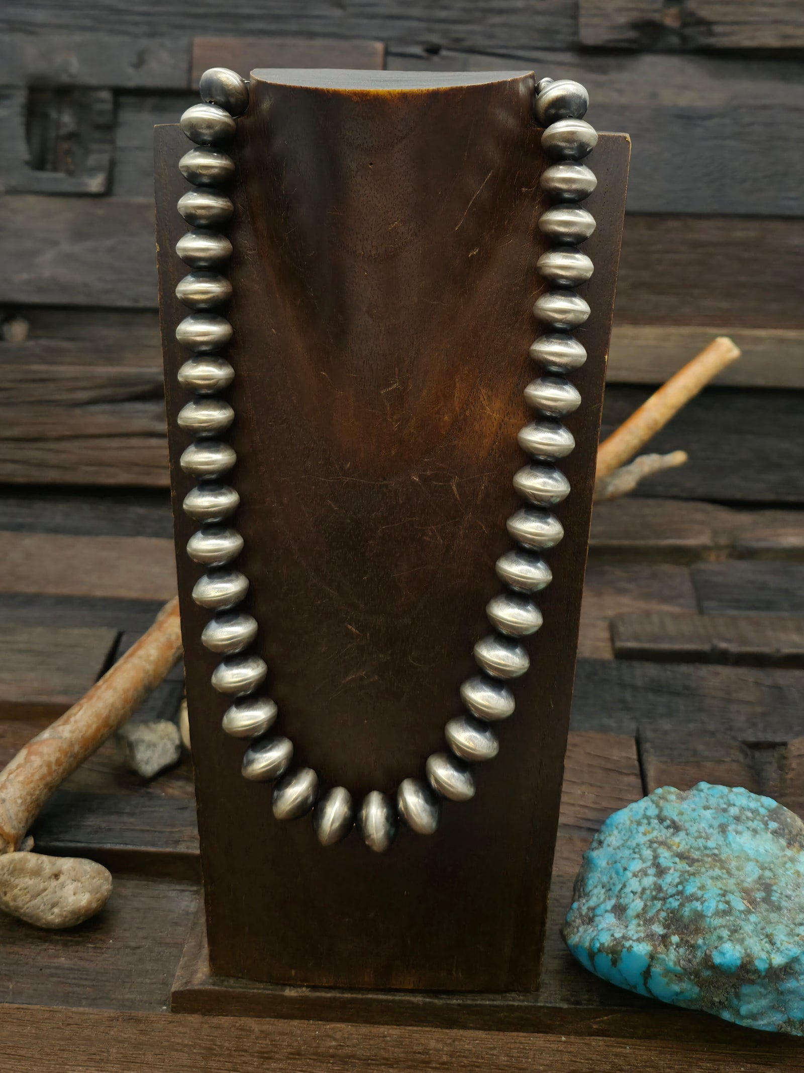 Sterling Silver Navajo Pearl Necklace by Bryannen Halwood - 20 in. 16 mm bead