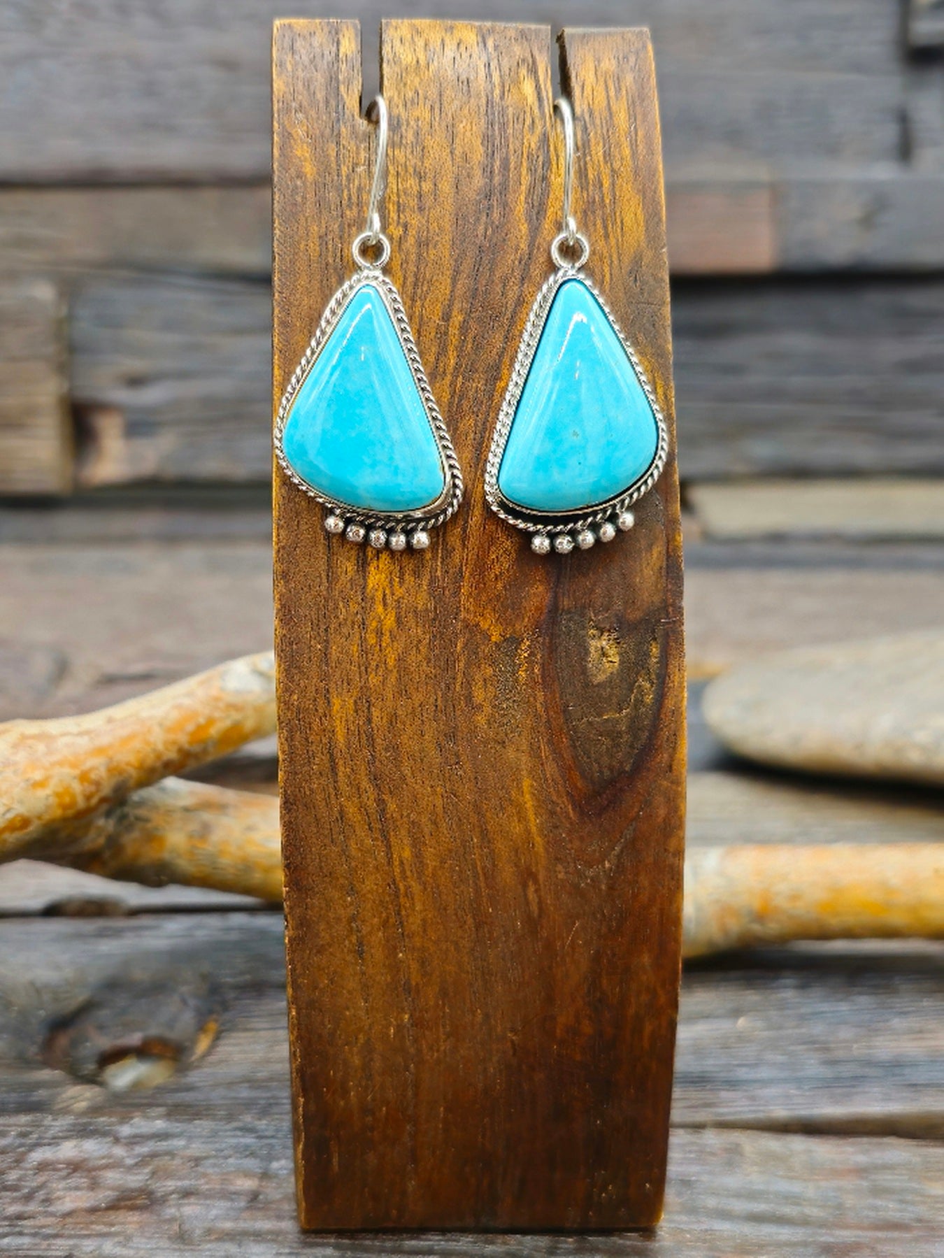 Sterling Silver Turquoise Earrings by Rena Begay