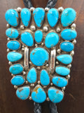 Sterling Silver Turquoise Cluster Bolo Tie by M. Thomas, Jr.