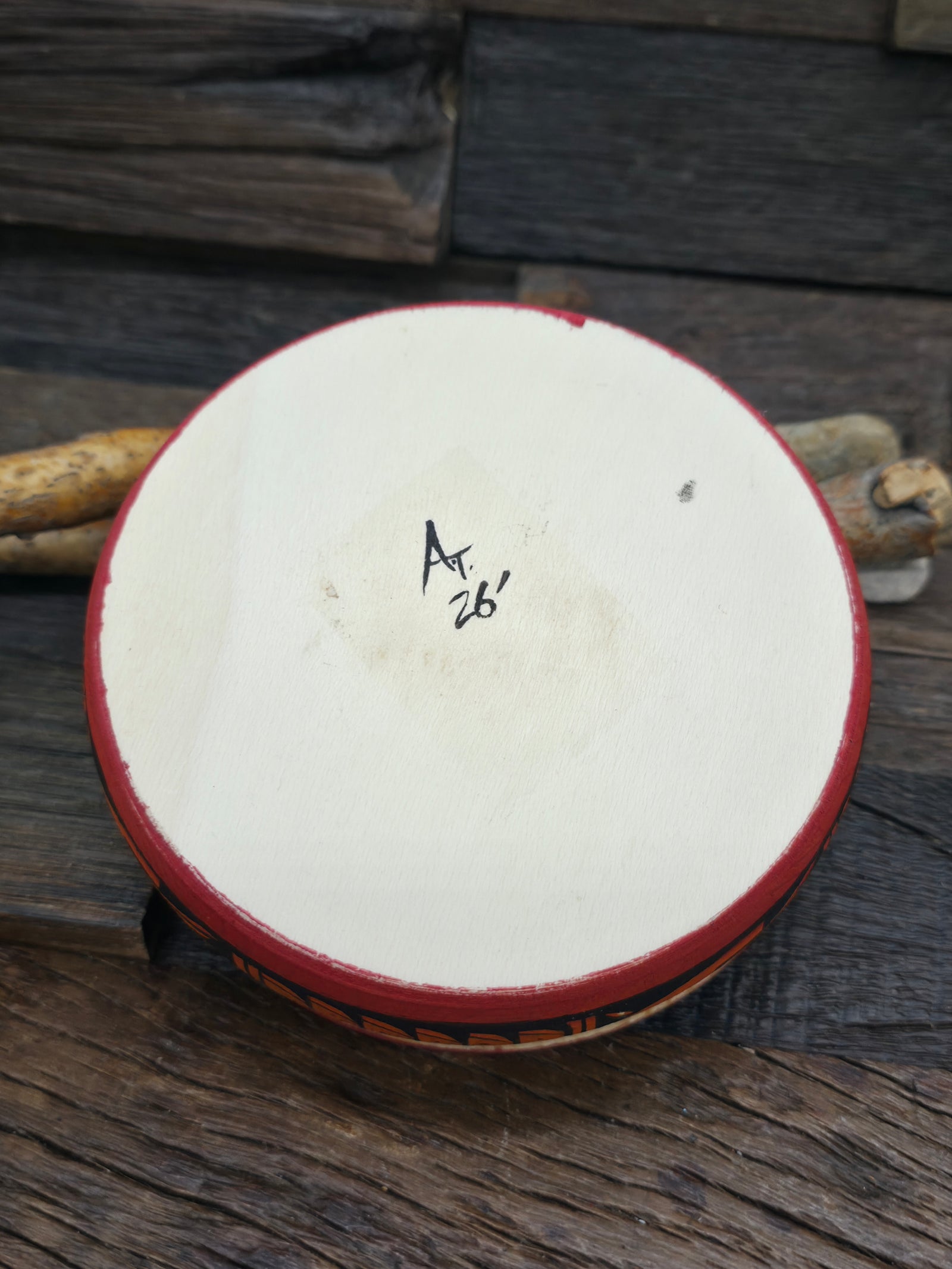 Large Handpainted Wooden Trinket Box by Andy Tsosie - Rabbit - 5 in. by 5 in. by 1 1/4 in.
