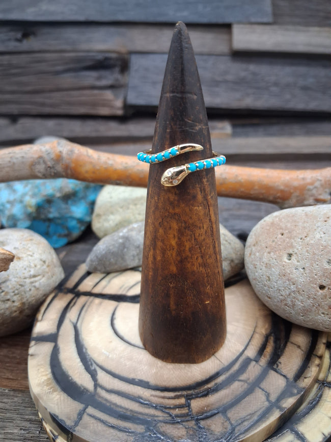 14KT Gold Snake Wrap Ring Sleeping Beauty Turquoise