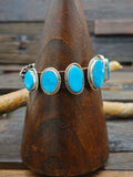Seven Stone Turquoise Leather Buckle Bracelet