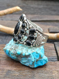 Sterling Silver Black Onyx Cluster Cuff Bracelet by L. Kee - 6 1/2 in. with Gap