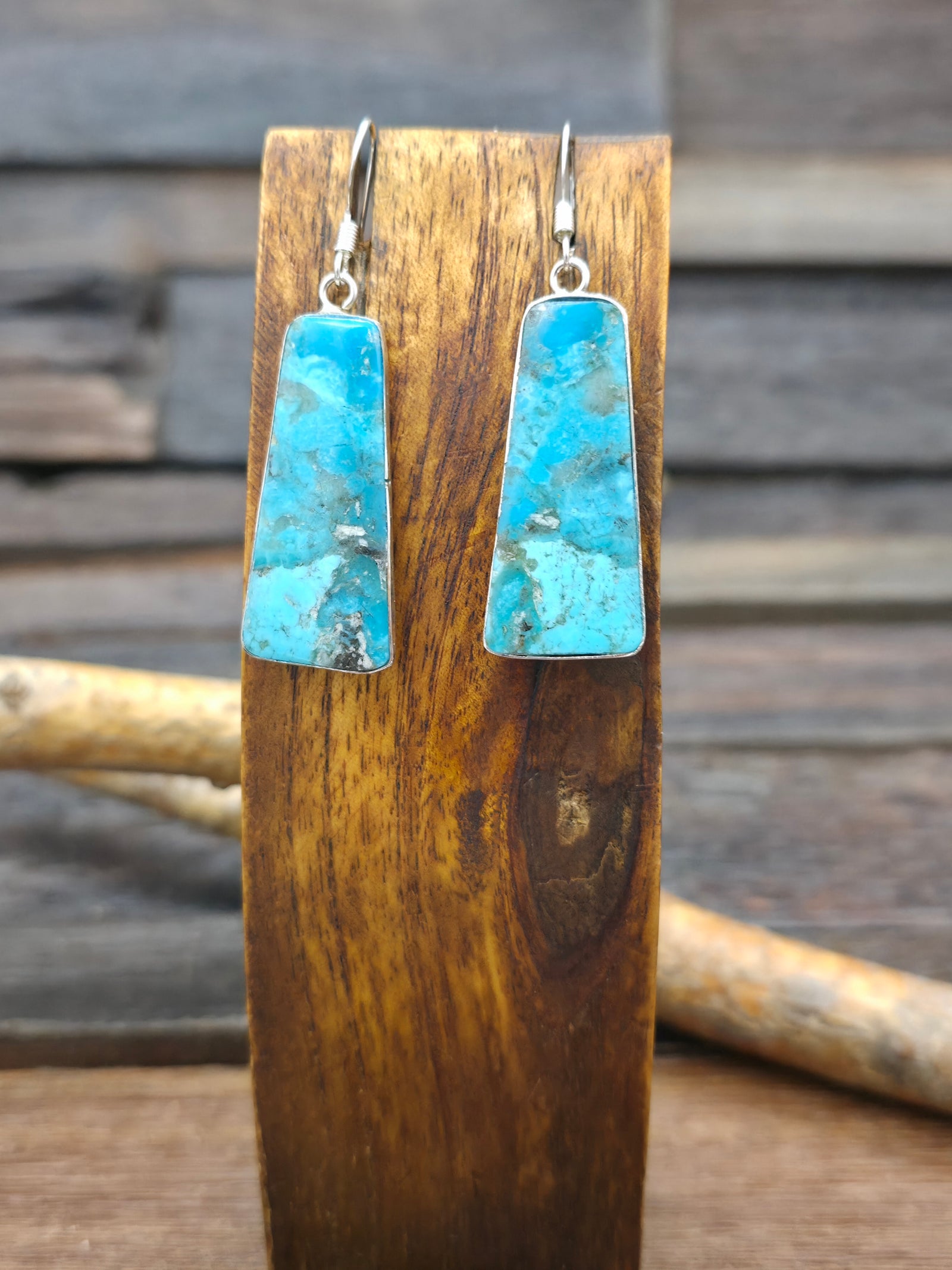 Blue Turquoise and Sterling Silver Slabs by Veronica Tortalita
