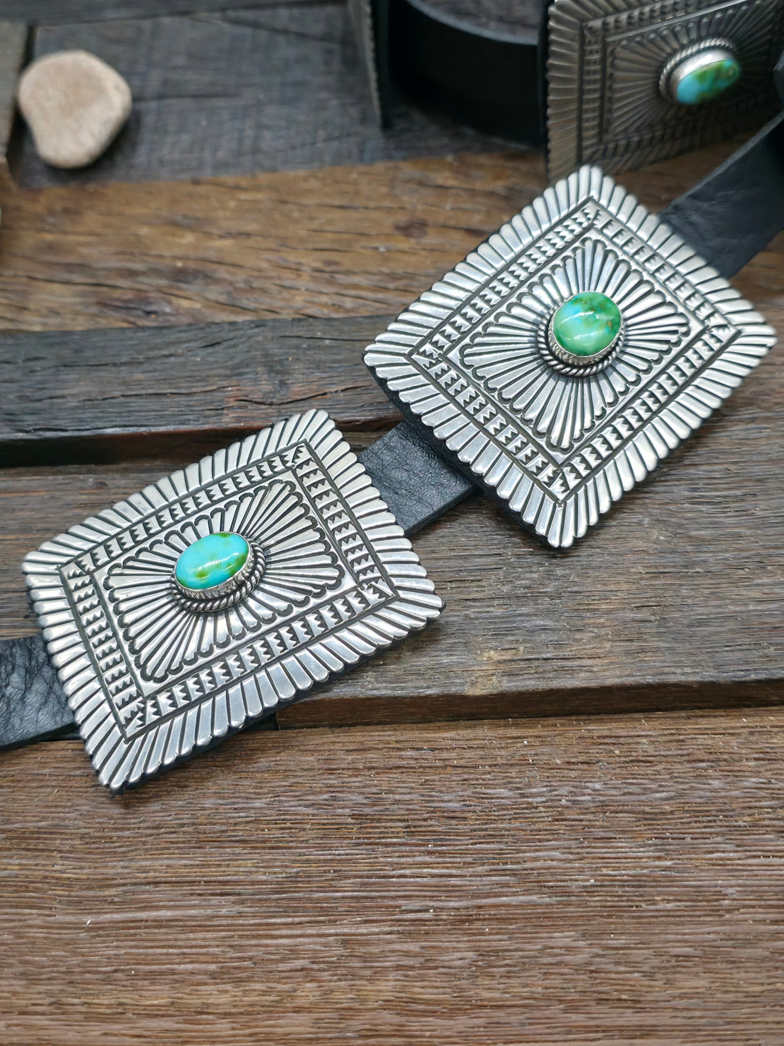Sterling Silver Sonoran Turquoise Concho Belt by Tsosie White - 58 in.