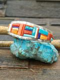 Multistone Sterling Silver Cobblestone Inlay Cuff by David Tune - 6 1/2 in. w/gap