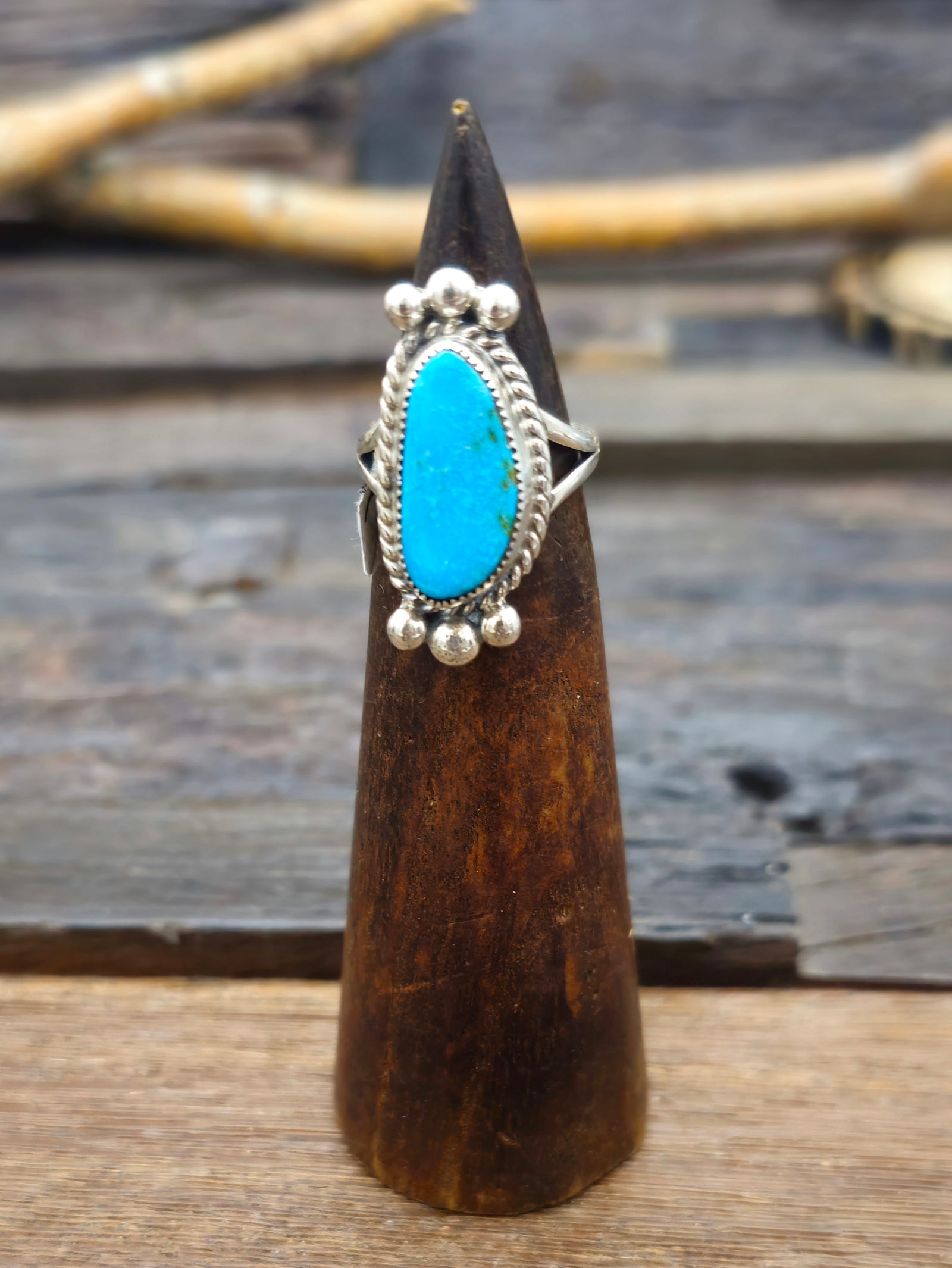 Blue Turquoise Sterling Silver Ring - Size 5 1/2