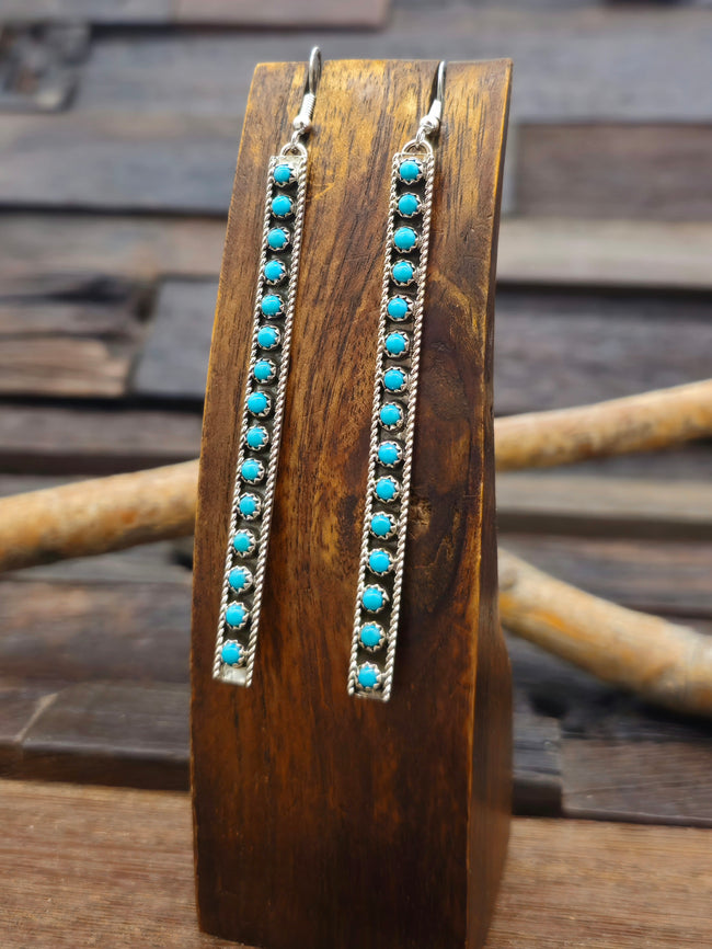 Long Petit Point Earrings by Aaron Davis and Falencia Yazzie