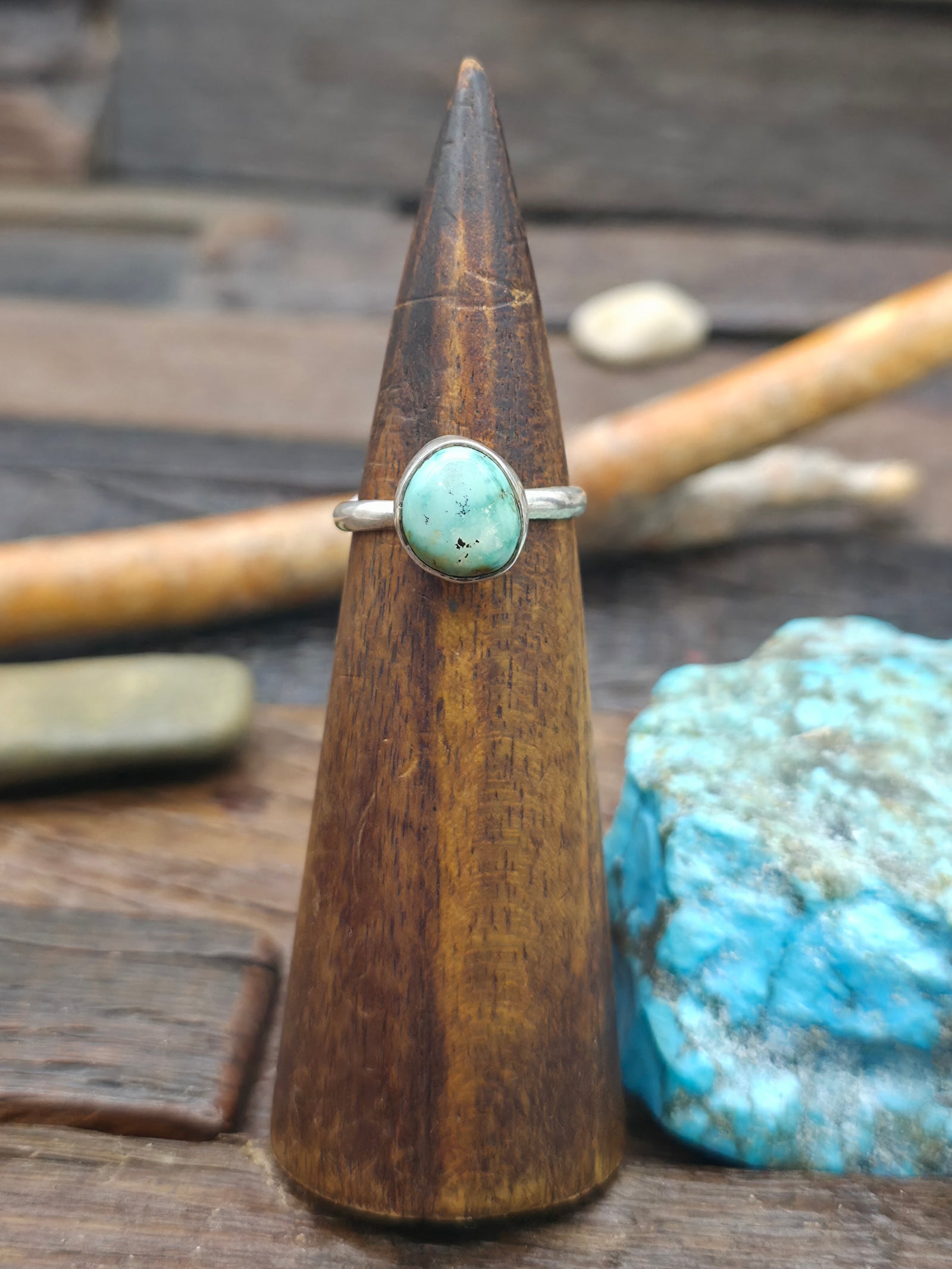 Sterling Silver and Sonoran Turquoise Ring by "JT" - Size 10