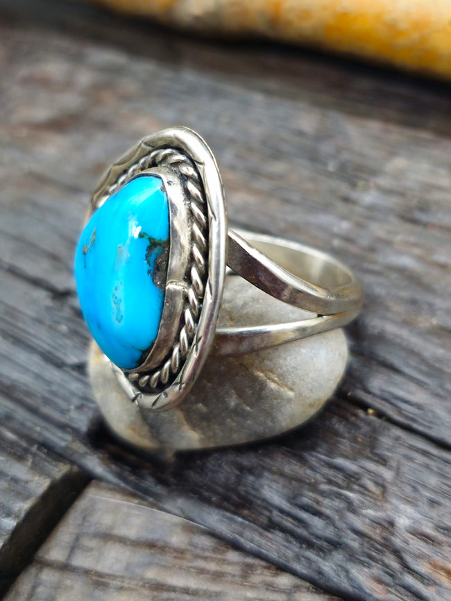 Vintage/Estate Turquoise Sterling Silver Ring - Size 13