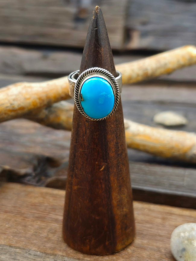 Leon Martinez Turquoise and Sterling Adjustable Ring