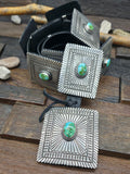 Sterling Silver Sonoran Turquoise Concho Belt by Tsosie White - 58 in.