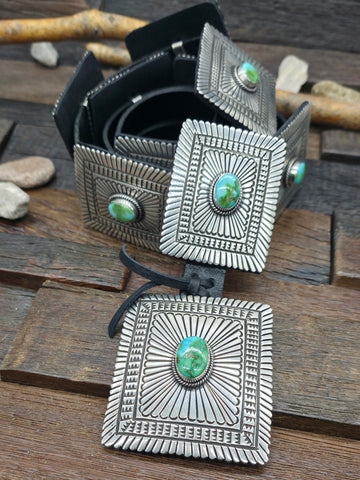 Sterling Silver Sonoran Turquoise Necklace and Earring Set by J. Nelson - 20 in.
