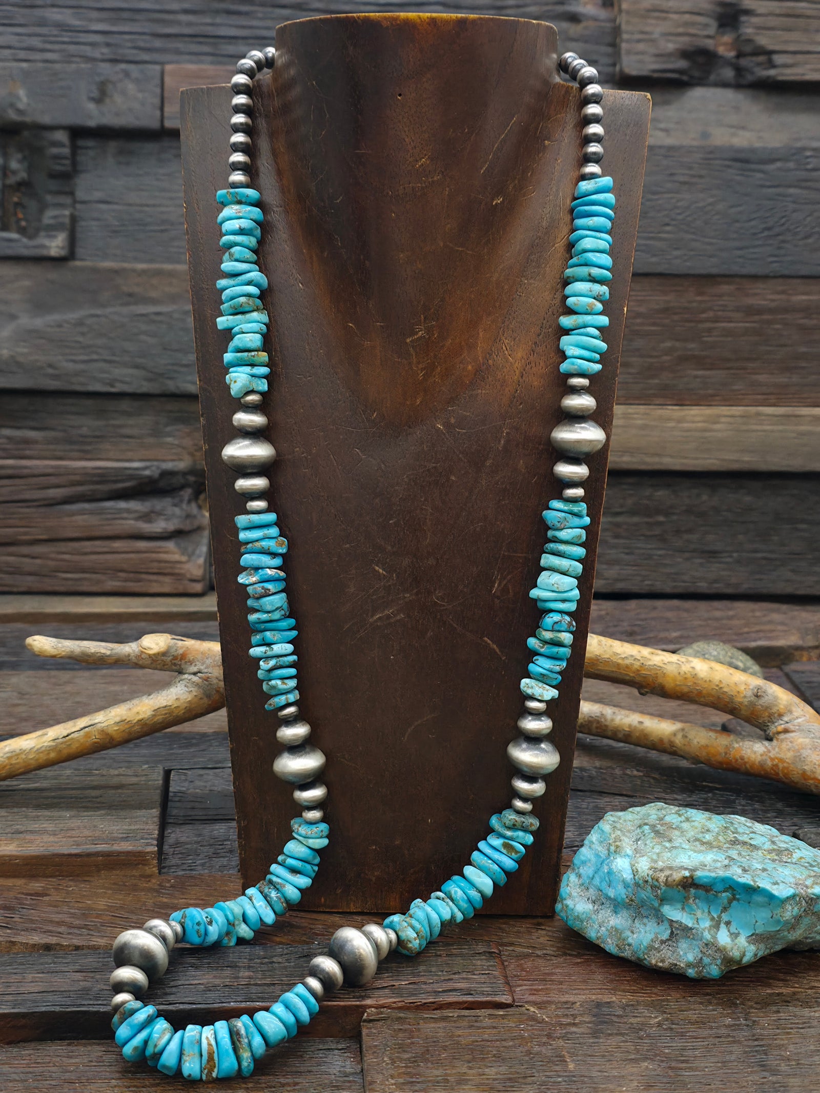 Blue Turquoise and Sterling Silver Necklace
