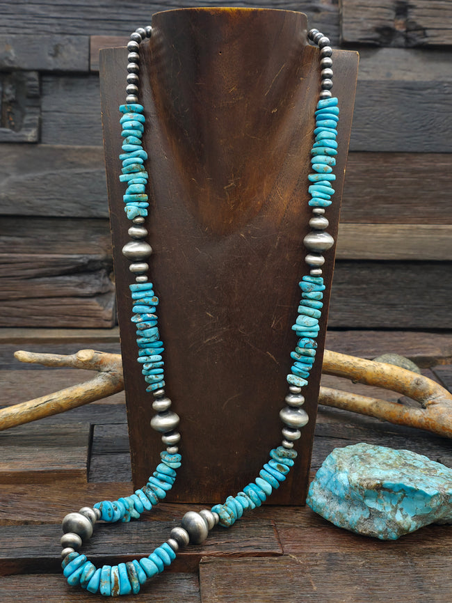 Blue Turquoise and Sterling Silver Necklace