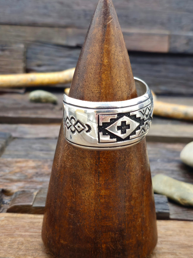 Stamped Sterling Silver Cuff by Rose Singer - 7 in