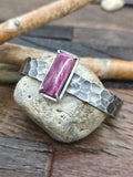 Hammered Sterling Silver Cuff with Purple Spiny by Jacob Troncosa -