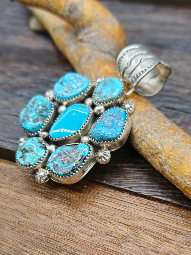Oval Turquoise Cluster Pendant by Jeff Largo