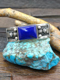 Stamped Sterling Silver Lapis Lazuli Cuff by Albert Jake - 7 in. with Gap
