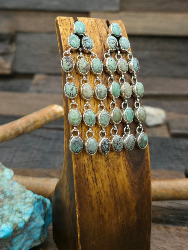 Sterling Silver Turquoise Chandelier Earrings - 2 3/4 in by 1 in.