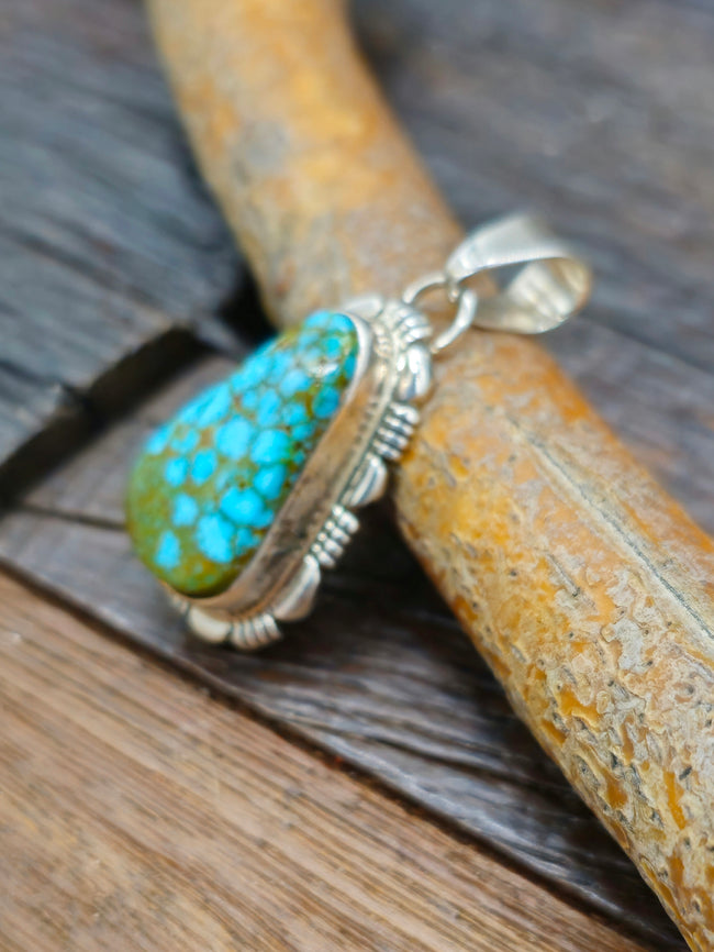 Sterling Silver Kingman Turquoise Teardrop Pendant by Nila Johnson