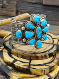 Blue Turquoise Cluster Bracelet by Tillie Jon 7 in.