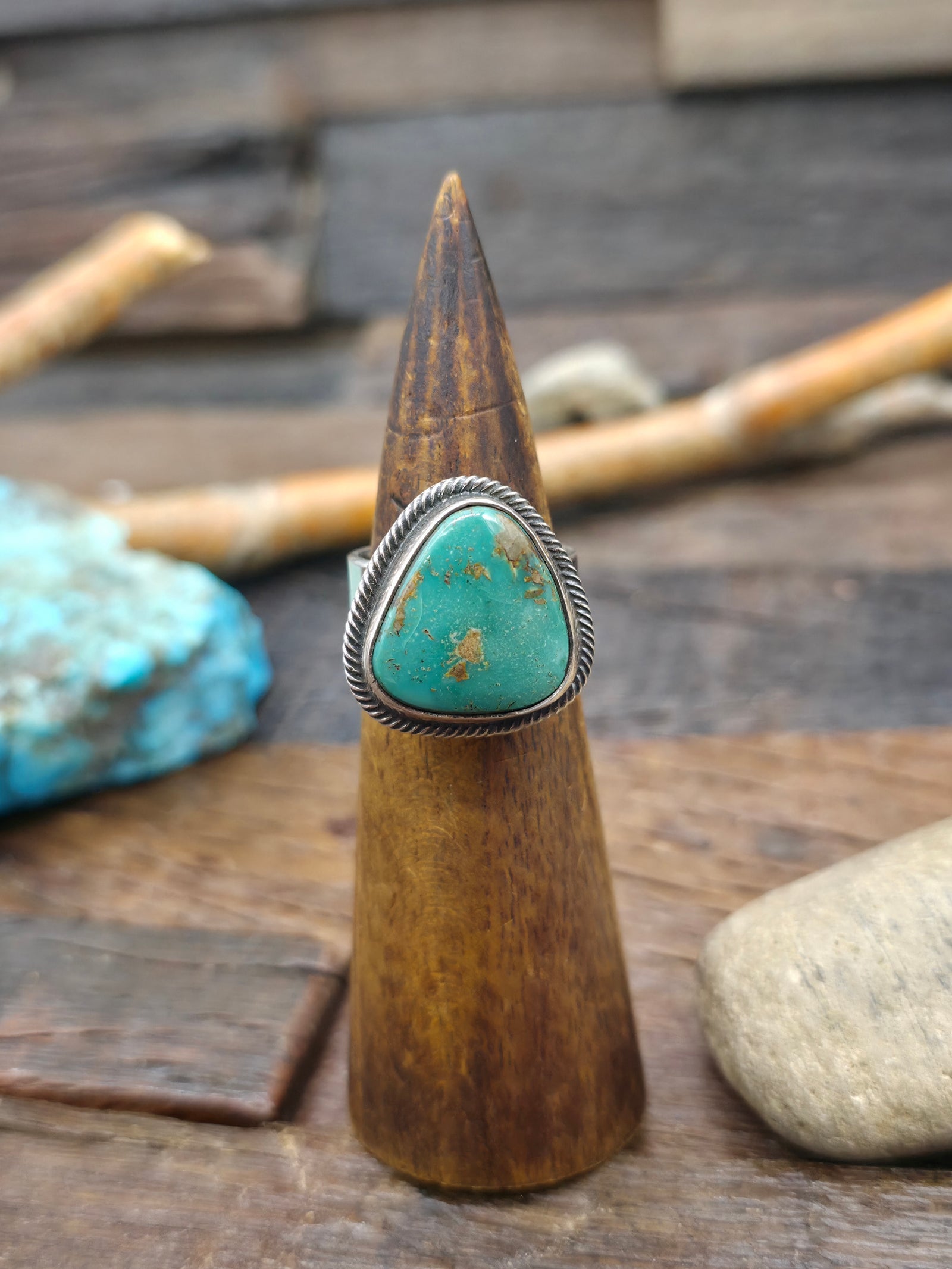 Sterling Silver Turquoise Ring by Leon Martinez - Adjustable