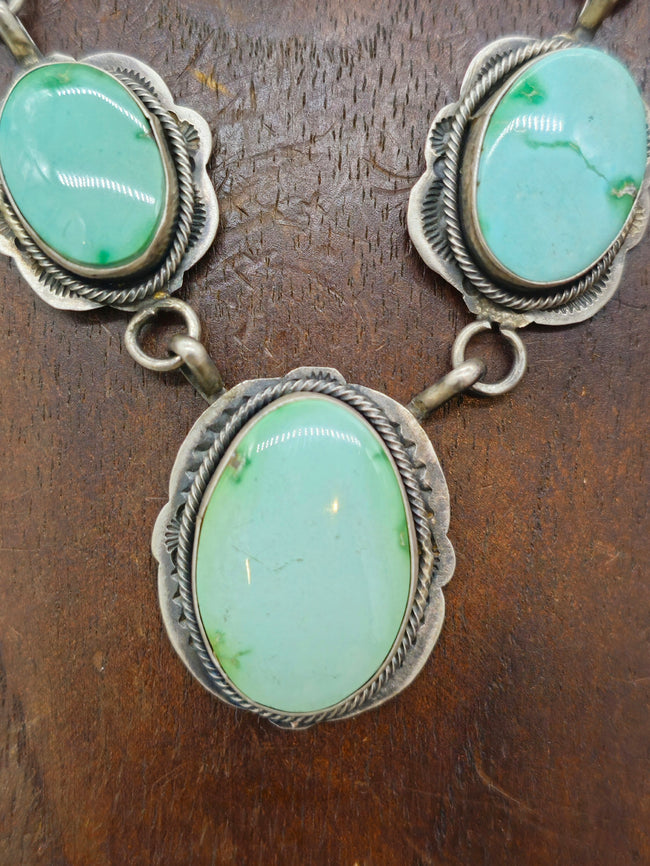 Oxidized Sterling Silver and Green Turquoise Lariat Necklace - 22 in.
