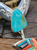 Sterling Silver Stamped Collar Necklace with Cobblestone Inlay Pendant by David Tune - 15 in.