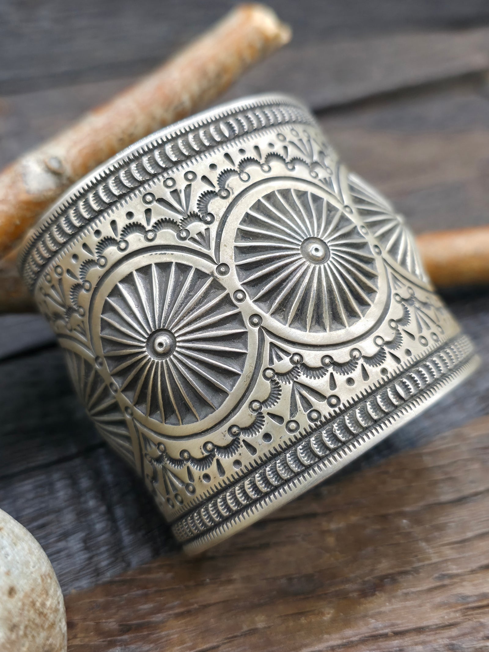 Stamped Sterling Silver Cuff Bracelet by Herman Smith - 7 in. with Gap