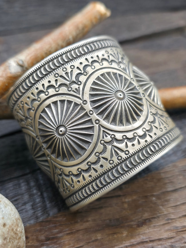 Stamped Sterling Silver Cuff Bracelet by Herman Smith - 7 in. with Gap