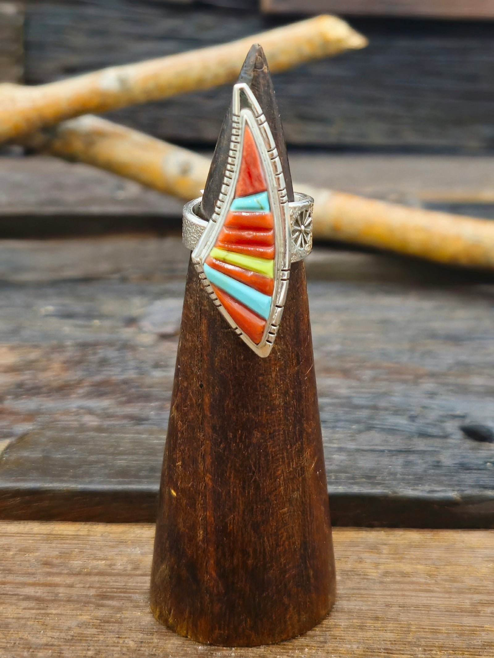 Adjustable Cobblestone Inlay Ring by David Tune