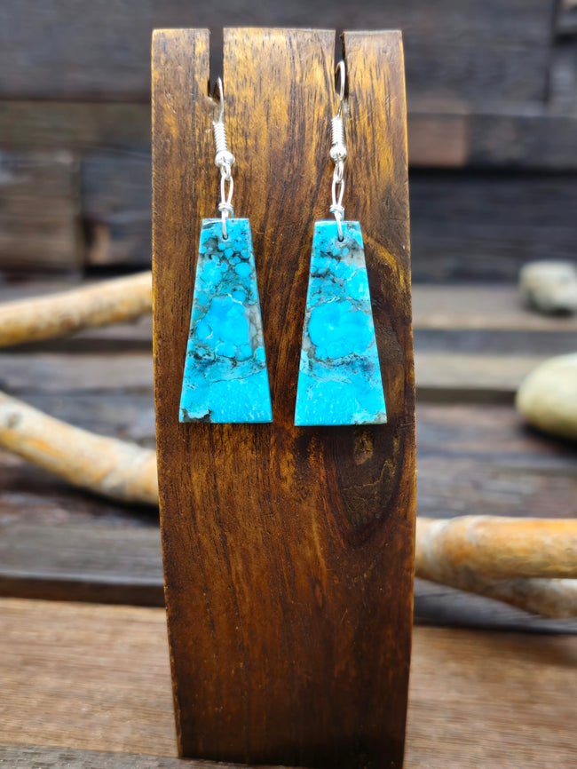 Blue Turquoise Slab Earrings by Robert Coriz